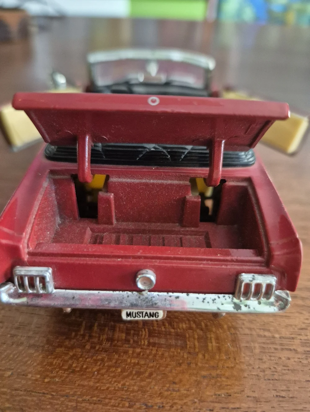 Vintage Metal Plastic Red Convertible Toy Car - Ford Die-Cast Ford Mustang